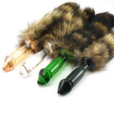 Glass Butt Plug With Faux Fox Tail